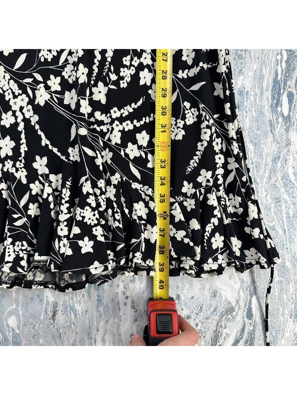 Vintage Preppy Boho Black Floral Sleeveless Dress Size 4 - Picture 6 of 7